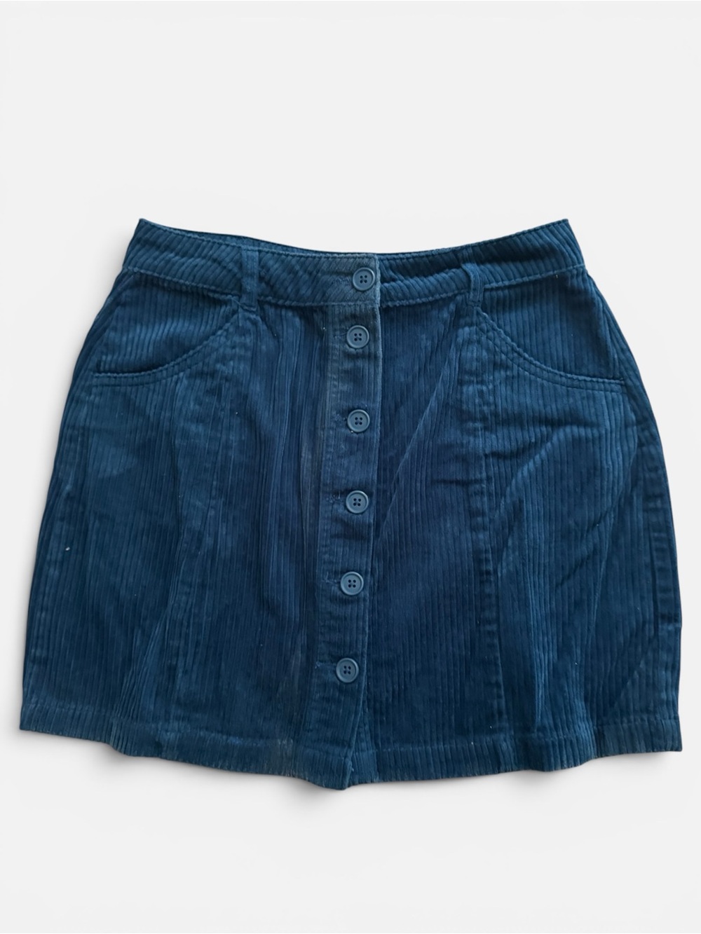 Forever 21 Navy Button-Front Corduroy Mini Skirt